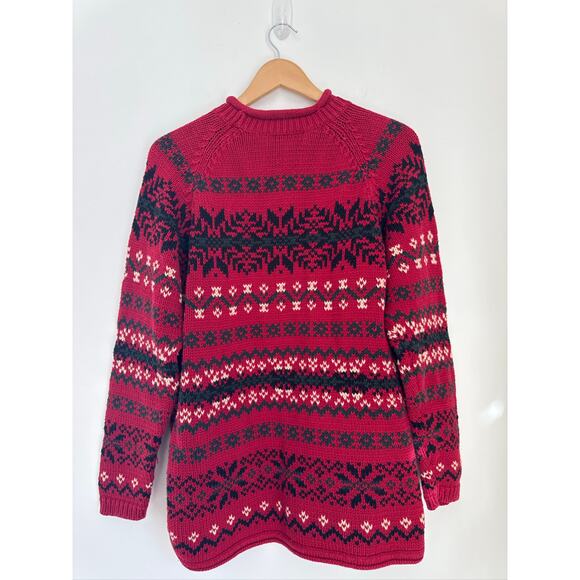 Eddie Bauer Vintage Fair Isle Holiday Cotton Crewneck Sweater - Med - Picture 5 of 7